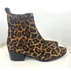 Banana Republic Cheetah Print Calf Hair Leather Boots Orange Black 10